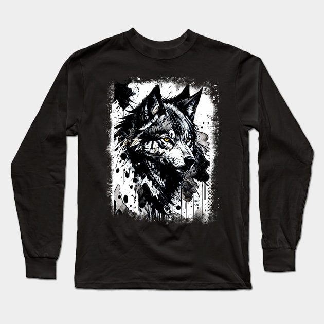 You Gotta Be A Wolf - Alonzo Harris [Training Day] Alpha Animal Beast Splatter Style Long Sleeve T-Shirt by Naumovski